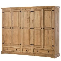 Maison Belfort Drehtürenschrank Finca Rustica II - Kiefer massiv - Kiefer Natur - Breite: 243 cm
