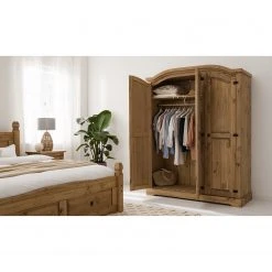 Maison Belfort Drehtürenschrank Finca Rustica I - Kiefer massiv - Kiefer Natur - Breite: 149 cm -Schlafzimmer Verkaufe DE 1000178066 200506 14210000007 DETAILS P000000001000178066
