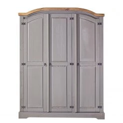 Maison Belfort Drehtürenschrank Finca Rustica I - Kiefer massiv - Kiefer Grau - Breite: 149 cm -Schlafzimmer Verkaufe DE 1000178067 200430 13160500002 DETAILS P000000001000178067