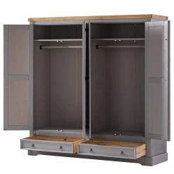 Maison Belfort Drehtürenschrank Finca Rustica II - Kiefer massiv - Kiefer Grau - Breite: 194 cm -Schlafzimmer Verkaufe DE 1000178075 200422 06383000004 DETAILS P000000001000178075