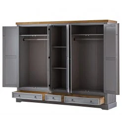 Maison Belfort Drehtürenschrank Finca Rustica II - Kiefer massiv - Kiefer Grau - Breite: 242 cm -Schlafzimmer Verkaufe DE 1000178076 200422 06383900014 DETAILS P000000001000178076