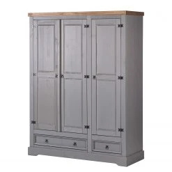 Maison Belfort Drehtürenschrank Finca Rustica II - Kiefer massiv - Kiefer Grau - Breite: 154 cm