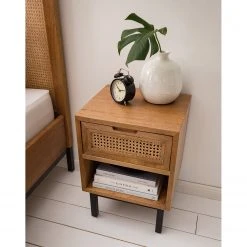 Ars manufacti Nachtkommode Vina - Mango massiv / Wiener Geflecht - Mango / Schwarz -Schlafzimmer Verkaufe DE 1000178081 200430 12500400003 DETAILS P000000001000178081