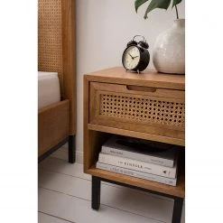 Ars manufacti Nachtkommode Vina - Mango massiv / Wiener Geflecht - Mango / Schwarz -Schlafzimmer Verkaufe DE 1000178081 200430 12500600004 DETAILS P000000001000178081