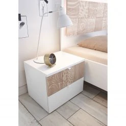 LC Spa Nachtkommode Laussonne (2er Set) - Weiß / Eiche Sonoma Dekor -Schlafzimmer Verkaufe DE 1000184314 210323 15253301975 DETAILS P000000001000184314