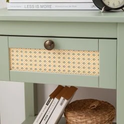 Maison Belfort Nachttisch Belleria - Kiefer massiv / Wiener Geflecht - Hellolivgrün -Schlafzimmer Verkaufe DE 1000187589 200430 14091400012 DETAILS P000000001000187589