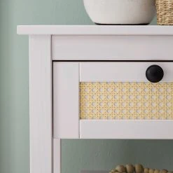 Maison Belfort Nachttisch Belleria - Kiefer massiv / Wiener Geflecht - Weiß -Schlafzimmer Verkaufe DE 1000187596 200505 06385100014 DETAILS P000000001000187596