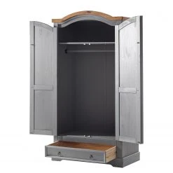 Maison Belfort Drehtürenschrank Finca Rustica I - Kiefer massiv - Kiefer Grau - Breite: 100 cm -Schlafzimmer Verkaufe DE 1000194024 200422 06384700024 DETAILS P000000001000194024