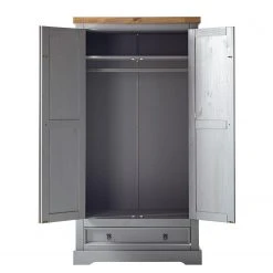 Maison Belfort Drehtürenschrank Finca Rustica II - Kiefer massiv - Kiefer Grau - Breite: 101 cm -Schlafzimmer Verkaufe DE 1000194025 200422 06385600035 DETAILS P000000001000194025