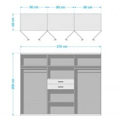 Wimex Drehtürenschrank Diver - Anthrazit / Plankeneiche Dekor - Breite: 270 cm -Schlafzimmer Verkaufe DE 1000194670 191202 11505000023 SKETCH DETAILS P000000001000194670 sketch