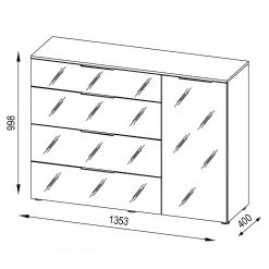 Maja Möbel Kommode Trend V - Glas - Weiß / Eiche Sonoma Dekor -Schlafzimmer Verkaufe DE 1000197467 191129 08042000006 SKETCH DETAILS P000000001000197467 sketch