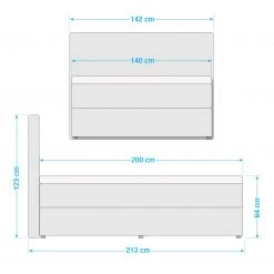 Loftscape Polsterbett Loiz - inkl. Bettkasten - Hellgrau - 140 x 200cm -Schlafzimmer Verkaufe DE 1000200215 200110 18500900190 SKETCH DETAILS P000000001000200215 sketch