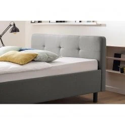 Meise.möbel Polsterbett Amelie - exkl. Lattenrost, Matratze & Dekoration - Hellgrau - 180 x 200cm - Schwarz -Schlafzimmer Verkaufe DE 1000200957 200213 10260700036 DETAILS P000000001000200957