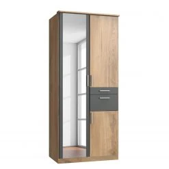 Wimex Drehtürenschrank Koblenz I - inkl. Accessoires Fach - Eiche Sägerau Dekor / Graphit - Breite: 91 cm