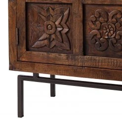 Wolf-Möbel Kommode Carving - Akazie massiv / Metall - Akazie / Schwarz -Schlafzimmer Verkaufe DE 1000202474 201008 14583000007 DETAILS P000000001000202474