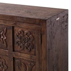 Wolf-Möbel Kommode Carving - Akazie massiv / Metall - Akazie / Schwarz -Schlafzimmer Verkaufe DE 1000202474 201008 14583000009 DETAILS P000000001000202474