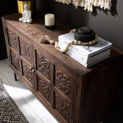 Wolf-Möbel Kommode Carving - Akazie massiv / Metall - Akazie / Schwarz -Schlafzimmer Verkaufe DE 1000202474 210127 06215600027 DETAILS P000000001000202474