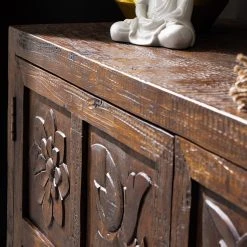 Wolf-Möbel Kommode Carving - Akazie massiv / Metall - Akazie / Schwarz -Schlafzimmer Verkaufe DE 1000202474 210127 06215900028 DETAILS P000000001000202474