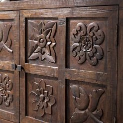 Wolf-Möbel Kommode Carving - Akazie massiv / Metall - Akazie / Schwarz -Schlafzimmer Verkaufe DE 1000202474 210127 06220400030 DETAILS P000000001000202474