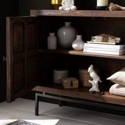 Wolf-Möbel Kommode Carving - Akazie massiv / Metall - Akazie / Schwarz -Schlafzimmer Verkaufe DE 1000202474 210127 06220700032 DETAILS P000000001000202474