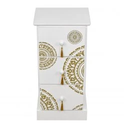 Ridgevalley Kommode Youx - Paulownia teilmassiv - Weiß / Gold - Höhe: 60 cm -Schlafzimmer Verkaufe DE 1000206266 200218 13102500006 DETAILS P000000001000206266