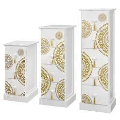 Ridgevalley Kommode Youx - Paulownia teilmassiv - Weiß / Gold - Höhe: 60 cm -Schlafzimmer Verkaufe DE 1000206266 200218 13102500007 DETAILS P000000001000206266