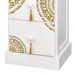 Ridgevalley Kommode Youx - Paulownia teilmassiv - Weiß / Gold - Höhe: 95 cm -Schlafzimmer Verkaufe DE 1000206270 200218 13102500029 DETAILS P000000001000206270