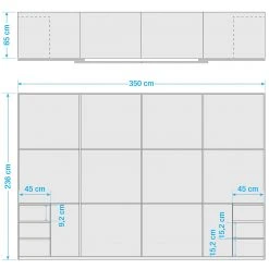 Fresh to go Schwebetürenschrank Level 36 C - Weiß / Hochglanz Schwarz - Höhe: 236 cm - Breite: 350 cm - Mehr als 5 Schubladen -Schlafzimmer Verkaufe DE 1000207960 200611 14265300398 SKETCH DETAILS P000000001000207960 sketch
