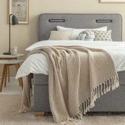 Ars Natura Boxspringbett Woodmore - inkl. Beleuchtung - Grau / Taupe - 120 x 200cm -Schlafzimmer Verkaufe DE 1000208285 200619 10581300003 DETAILS P000000001000208285