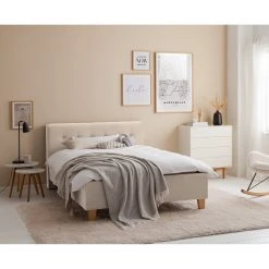 Ars Natura Polsterbett Woodlake II - Samt Ravi: Beige - 140 x 200cm - Ohne Stauraum -Schlafzimmer Verkaufe DE 1000208322 200619 18264300059 MOOD DETAILS P000000001000208322 mood