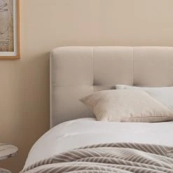 Ars Natura Polsterbett Woodlake II - Samt Ravi: Beige - 140 x 200cm - Ohne Stauraum -Schlafzimmer Verkaufe DE 1000208322 200619 18264700062 DETAILS P000000001000208322