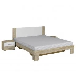 Mooved Bettanlage Richford - Weiß / Eiche Sonoma - 160 x 200cm