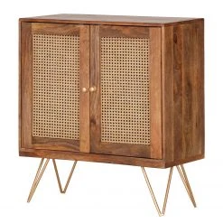Naturoo Kommode Nyack III - Mango massiv / Wiener Geflecht - Mango / Gold