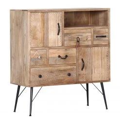 Red Living Kommode Latta - Mango massiv / Metall - Mango / Schwarz