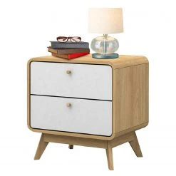 Ars Natura Nachttisch Woodmoor - Eiche / Weiß -Schlafzimmer Verkaufe DE 1000214865 200604 16325100003 DETAILS P000000001000214865