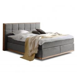 Naturoo Boxspringbett Levana - Webstoff - Eiche - Dunkelgrau - 200 x 200cm - H4