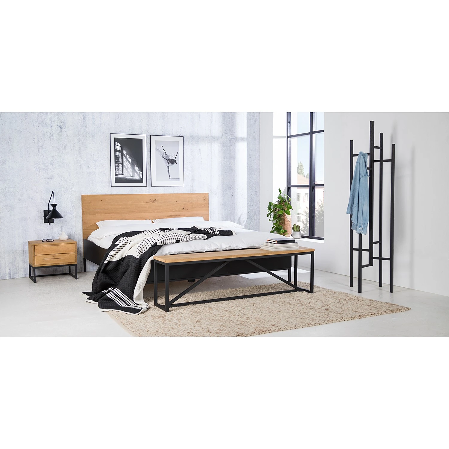 Studio Copenhagen Bettgestell Flox - Echtholzfurnier - Eiche / Schwarz 2 Studio Copenhagen Bettgestell Flox - Echtholzfurnier - Eiche / Schwarz – Bild 2