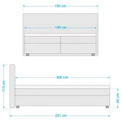 Loftscape Boxspringbett Cape May - Schwarz - 140 x 200cm - H4 -Schlafzimmer Verkaufe DE 1000219295 200727 08173800010 SKETCH DETAILS P000000001000219295 sketch