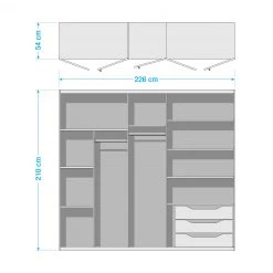 Rauch Orange Drehtürenschrank Bellezza - Alpinweiß / Grau - Breite: 226 cm -Schlafzimmer Verkaufe DE 1000221742 210709 11490300048 SKETCH DETAILS P000000001000221742 sketch