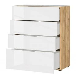 Germania Kommode Oakland I - Glas - Weiß / Eiche Navarra Dekor -Schlafzimmer Verkaufe DE 1000223278 200826 06233000014 DETAILS P000000001000223278