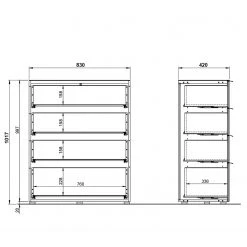 Germania Kommode Oakland I - Glas - Weiß / Eiche Navarra Dekor -Schlafzimmer Verkaufe DE 1000223278 200826 06233300016 SKETCH DETAILS P000000001000223278 sketch