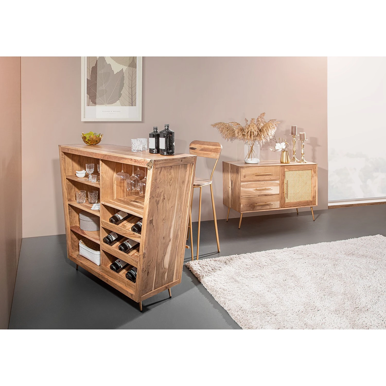 Ars manufacti Kommode Bowdon - Wiener Geflecht / Akazie massiv - Akazie / Gold 4 Ars manufacti Kommode Bowdon - Wiener Geflecht / Akazie massiv - Akazie / Gold – Bild 4