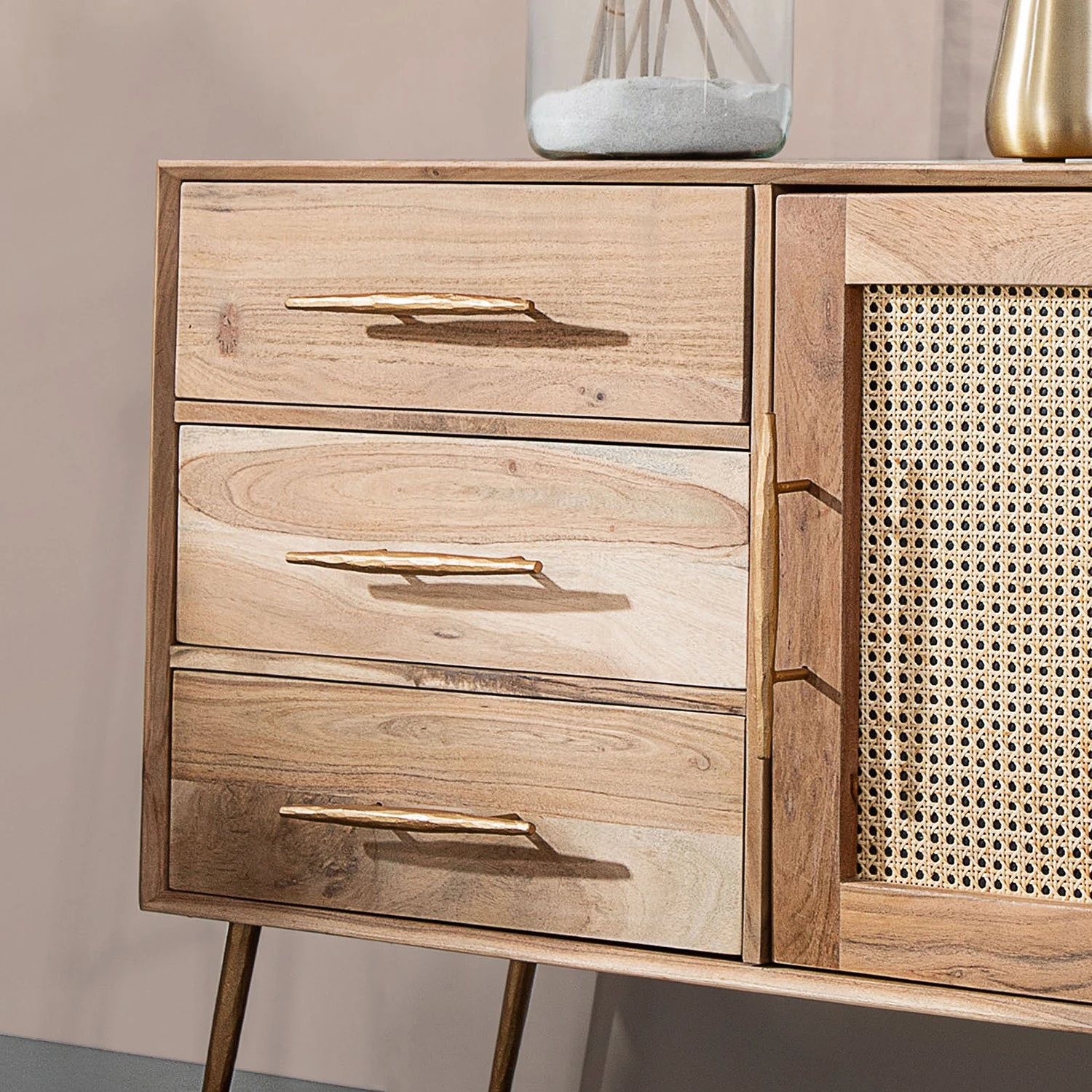 Ars manufacti Kommode Bowdon - Wiener Geflecht / Akazie massiv - Akazie / Gold 7 Ars manufacti Kommode Bowdon - Wiener Geflecht / Akazie massiv - Akazie / Gold – Bild 7