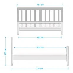 Maison Belfort Massivholzbett Lavalle - Kiefer massiv - Kiefer / Hellgrau -Schlafzimmer Verkaufe DE 1000224199 210707 14033900055 SKETCH DETAILS P000000001000224199 sketch