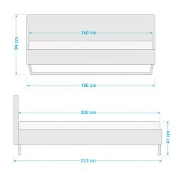 Meise.möbel Einzelbett Boston II - Anthrazit / Hellgrau - Breite: 186 cm - Kufen -Schlafzimmer Verkaufe DE 1000224812 200921 11542500049 SKETCH DETAILS P000000001000224812 sketch