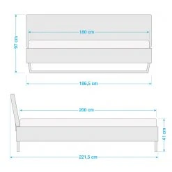 Meise.möbel Einzelbett Boston III - Anthrazit / Hellgrau - Breite: 187 cm - Kufen -Schlafzimmer Verkaufe DE 1000224818 200921 11543100055 SKETCH DETAILS P000000001000224818 sketch