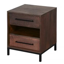 Ars manufacti Nachtkommode Copp - Mango massiv / Metall - Kupfer / Mango Dunkel