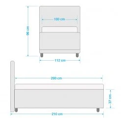 Loftscape Polsterbett Beechgrove - Hellgrau - 100 x 200cm -Schlafzimmer Verkaufe DE 1000230549 210713 08432900274 SKETCH DETAILS P000000001000230549 sketch