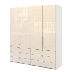 Wiemann Falttürenschrank Loft II - Alpinweiß / Glas Magnolie - Höhe: 216 cm - Breite: 200 cm