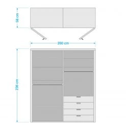 Wiemann Falttürenschrank Loft I - Alpinweiß / Glas Magnolie - Höhe: 236 cm - Schublade rechts -Schlafzimmer Verkaufe DE 1000233751 210623 13051000098 SKETCH DETAILS P000000001000233751 sketch